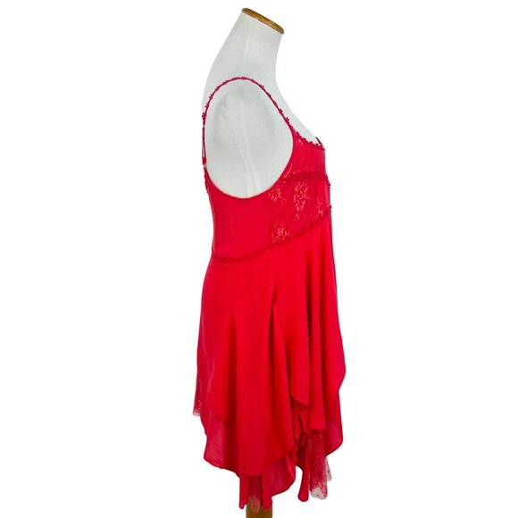 VERY RARE Free People Rose Layered Lace Trim Mini Slip Dress | Boho Balletcore S - Picture 12 of 16